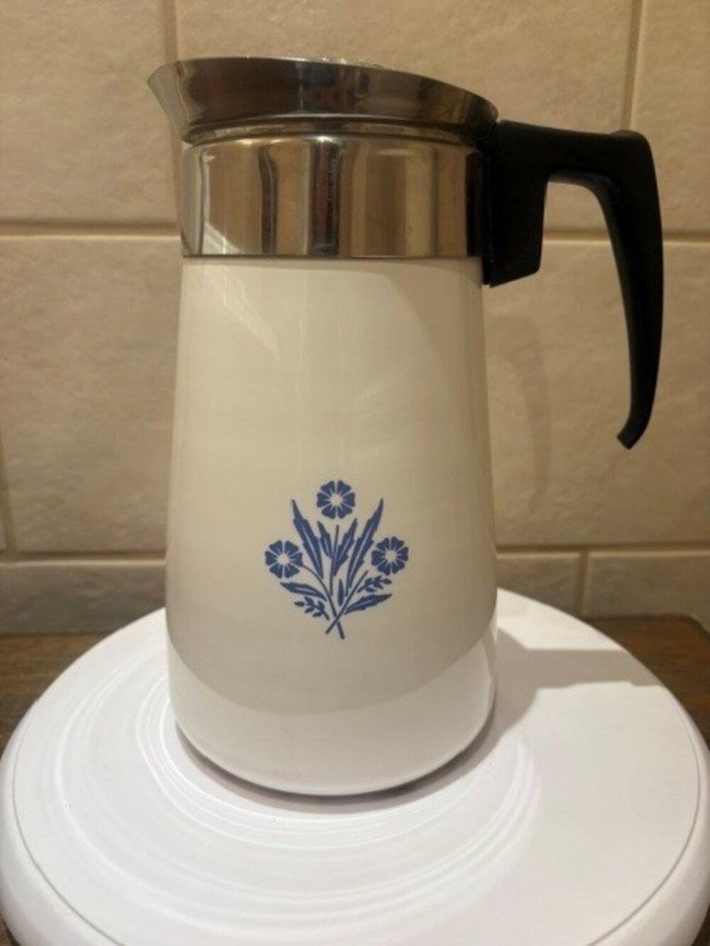 Vintage CorningWare Blue Cornflower Stove Top Percolator
